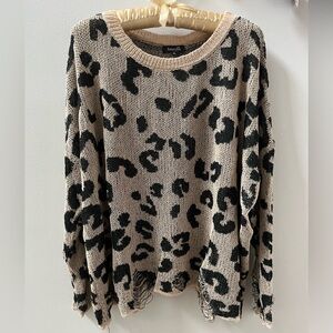 NEW Amaryllis distressed leopard sweater